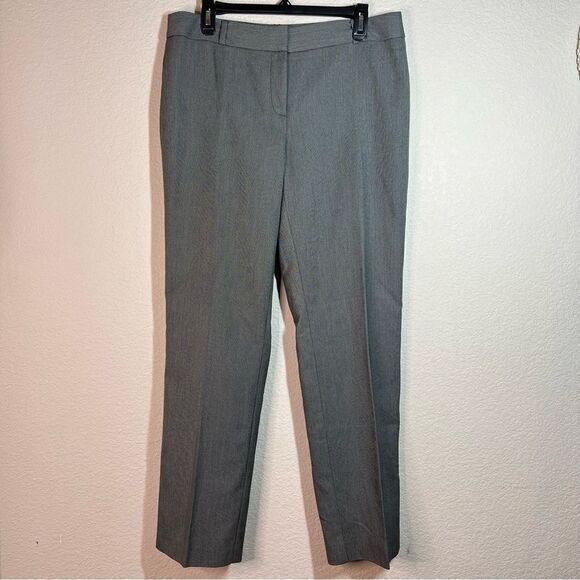 Anne Klein Gray Flat Front Straight Leg Midi Career Trouser Pants Womens Size 10 - Picture 1 of 8